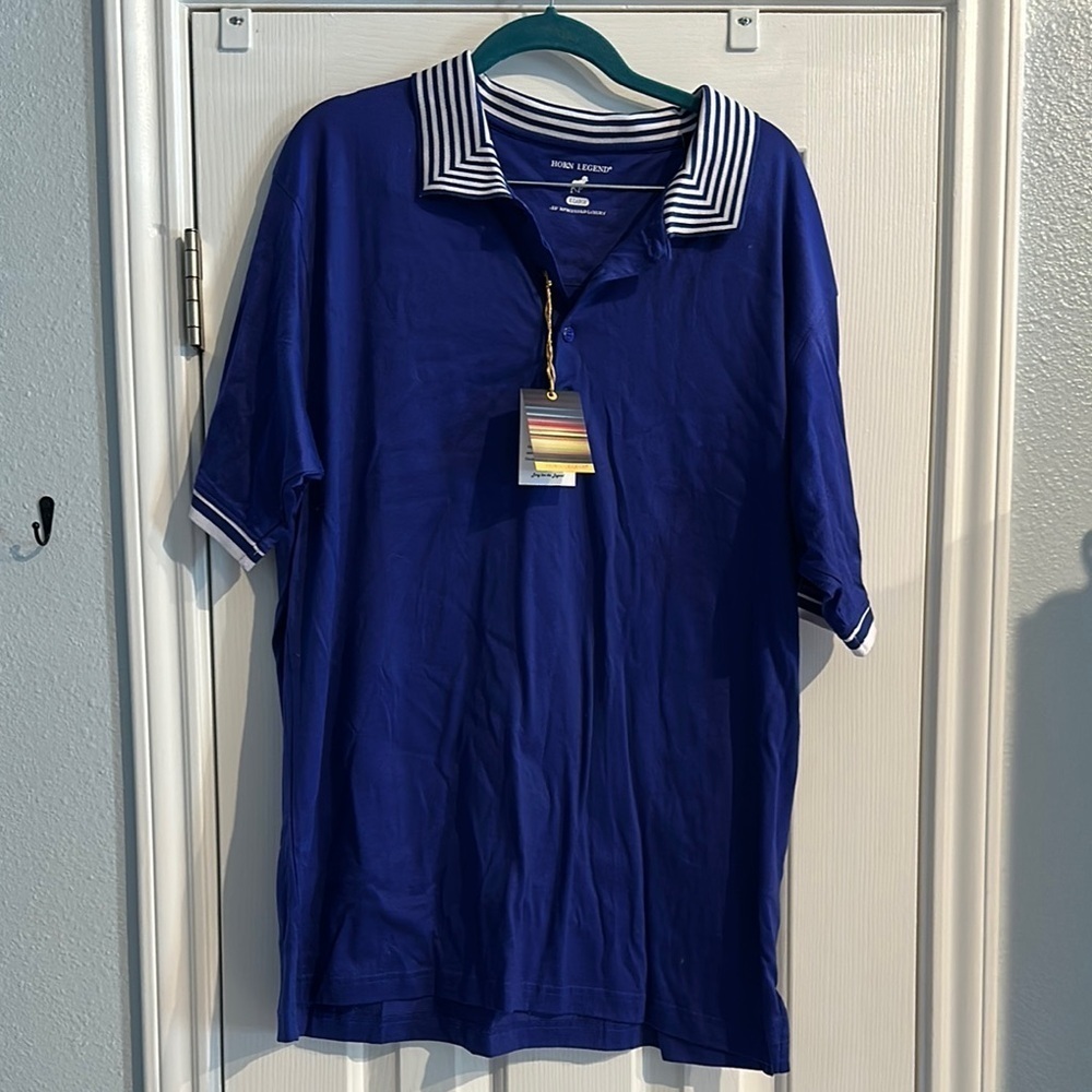 Horn Legend Mariner Blue Egyptian Giza Cotton Quiet Luxury Polo Mens XL Golf